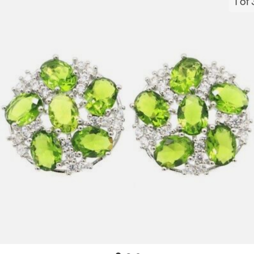 New peridot cz sterling silver post earrings